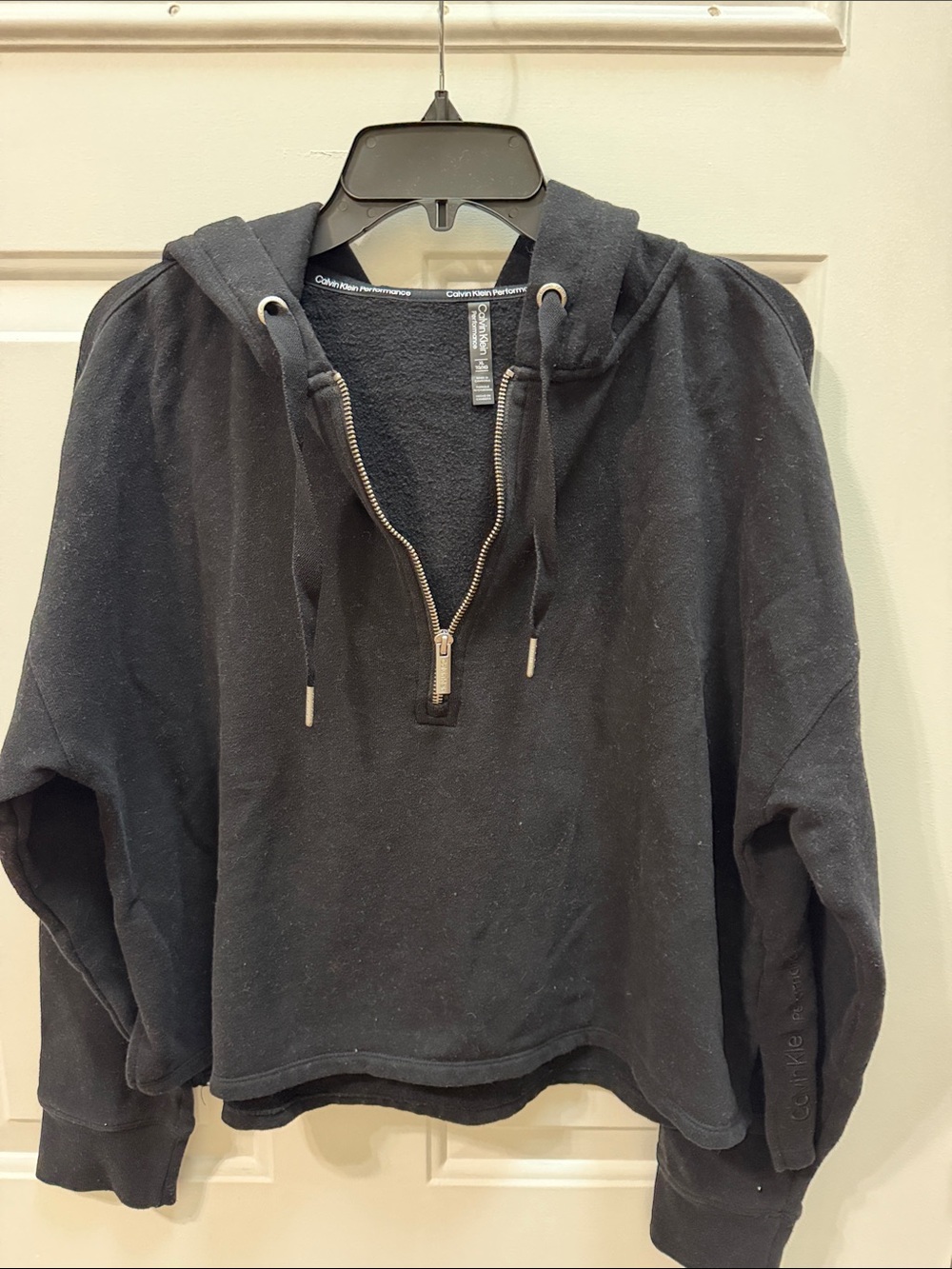 Calvin Klein Performance Black Half‑Zip Hoodie Sweatshirt, size XL
